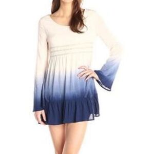 Altar'd State Cream and Blue Ombre Long Sleeve Dress